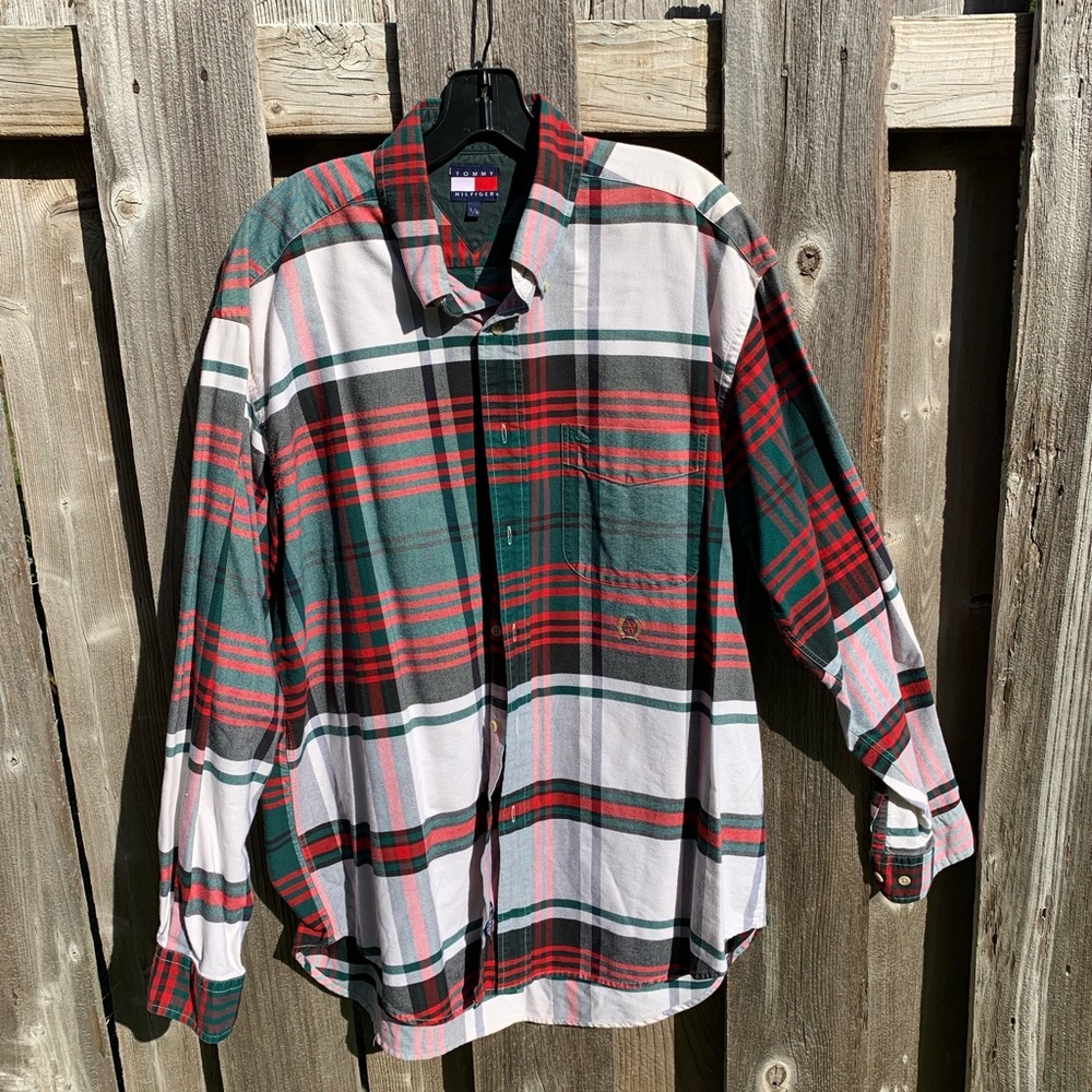 Tommy Hilfiger Cotton Plaid Button Down Shirt L